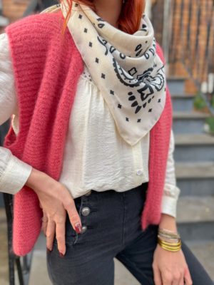 Écharpe carrée bandana écru