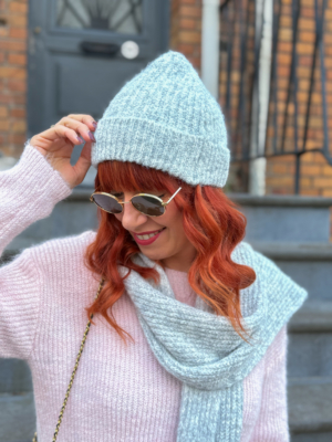 Ensemble bonnet+écharpe gris